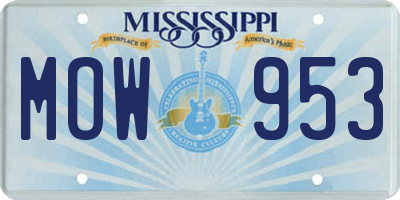 MS license plate MOW953