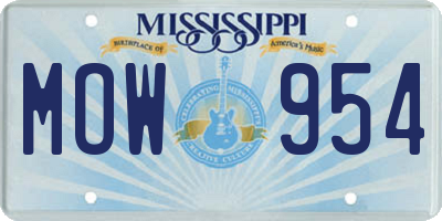 MS license plate MOW954