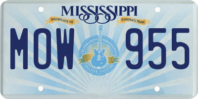 MS license plate MOW955