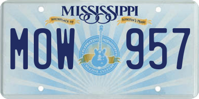 MS license plate MOW957