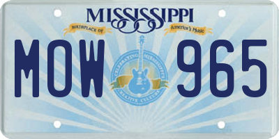 MS license plate MOW965