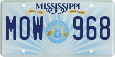 MS license plate MOW968