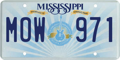 MS license plate MOW971