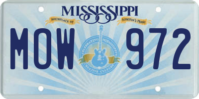 MS license plate MOW972