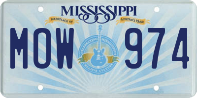 MS license plate MOW974