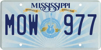 MS license plate MOW977