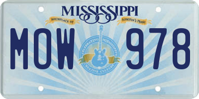MS license plate MOW978