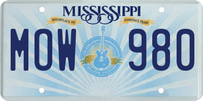 MS license plate MOW980