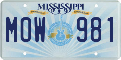 MS license plate MOW981