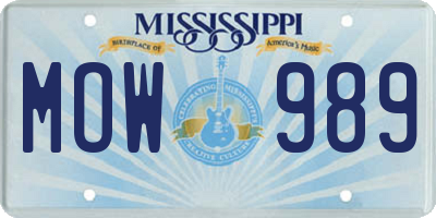 MS license plate MOW989