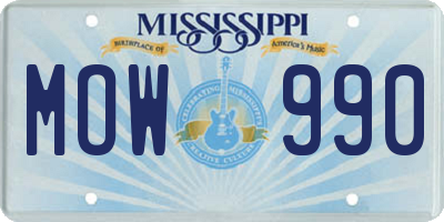MS license plate MOW990