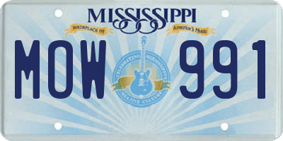 MS license plate MOW991