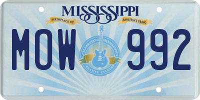 MS license plate MOW992