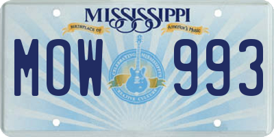 MS license plate MOW993