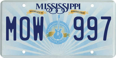 MS license plate MOW997