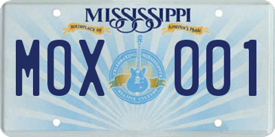 MS license plate MOX001