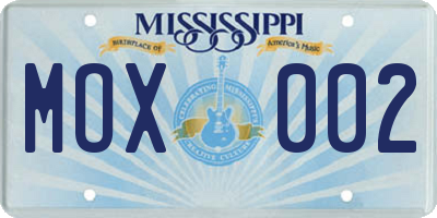 MS license plate MOX002