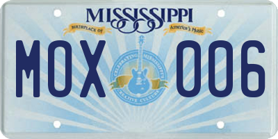 MS license plate MOX006