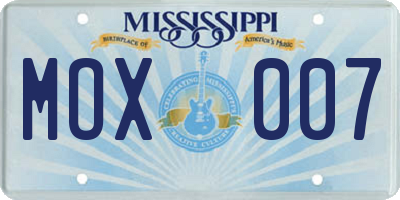 MS license plate MOX007