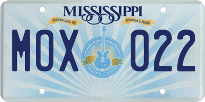MS license plate MOX022