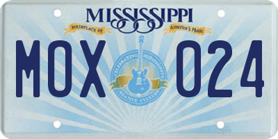 MS license plate MOX024