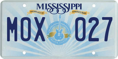MS license plate MOX027
