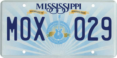 MS license plate MOX029