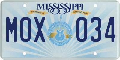 MS license plate MOX034