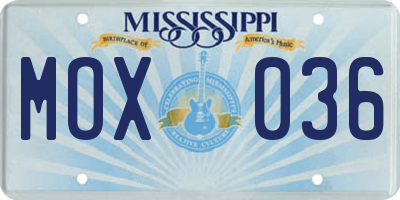 MS license plate MOX036