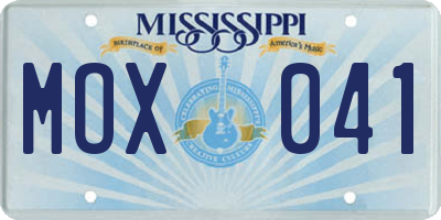 MS license plate MOX041