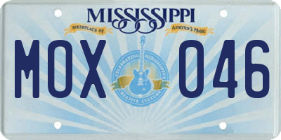 MS license plate MOX046