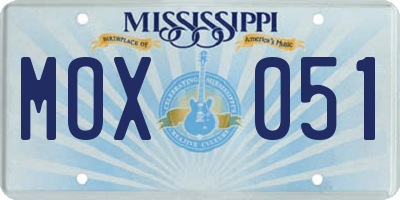 MS license plate MOX051