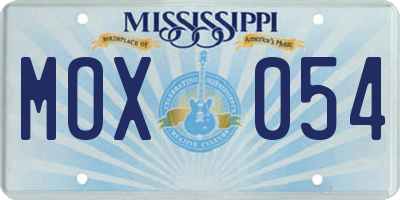 MS license plate MOX054