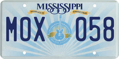 MS license plate MOX058