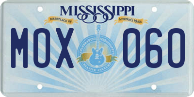 MS license plate MOX060