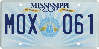 MS license plate MOX061