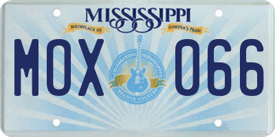 MS license plate MOX066