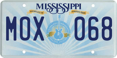 MS license plate MOX068