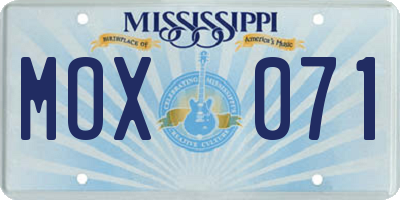 MS license plate MOX071