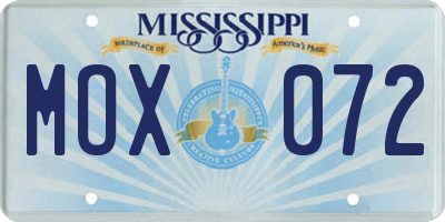MS license plate MOX072