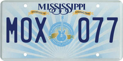 MS license plate MOX077