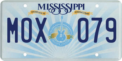 MS license plate MOX079