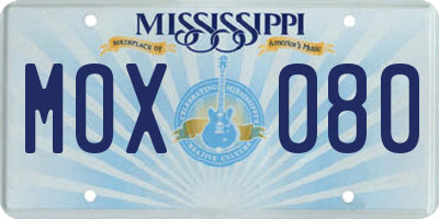 MS license plate MOX080