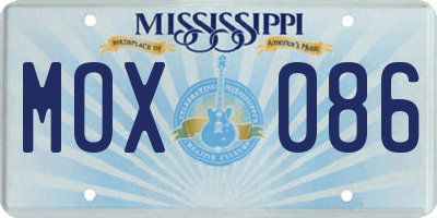 MS license plate MOX086