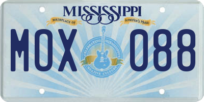 MS license plate MOX088