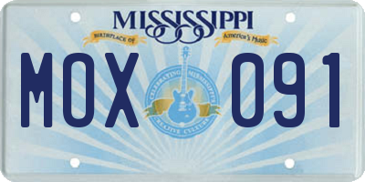 MS license plate MOX091