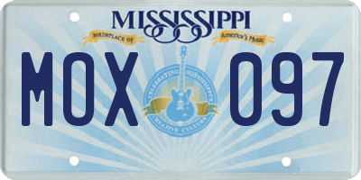 MS license plate MOX097