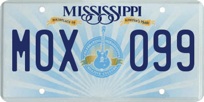 MS license plate MOX099