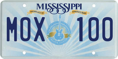 MS license plate MOX100