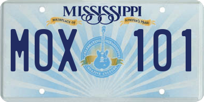 MS license plate MOX101